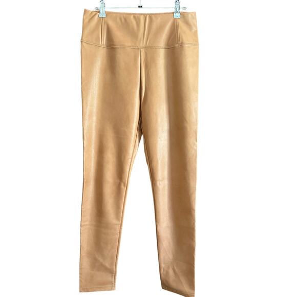 AVEC LES FILLES | Camel Colored Faux Leather Leggings | Size Large - Picture 1 of 5